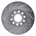 R1 Concepts Brake Rotor Drilled and Slotted Silver Fits Audi A3