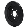 R1 05-14 Ford Mustang Rear Left Drilled & Slotted Black Brake Rotor