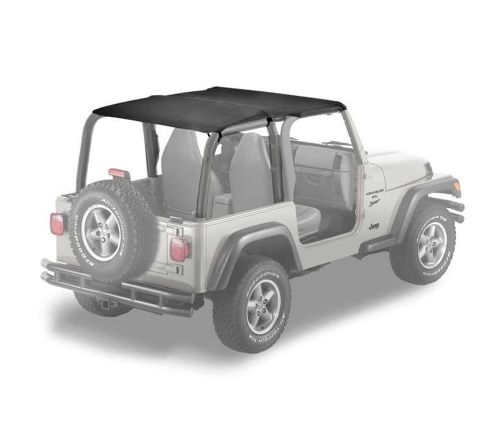 ~(6 lbs. 51X5X5)~ Bikini Top Strapless Safari-style Black Denim Jeep 97-02 Wrangler; Safari (extended length); requires 51210-01 channel