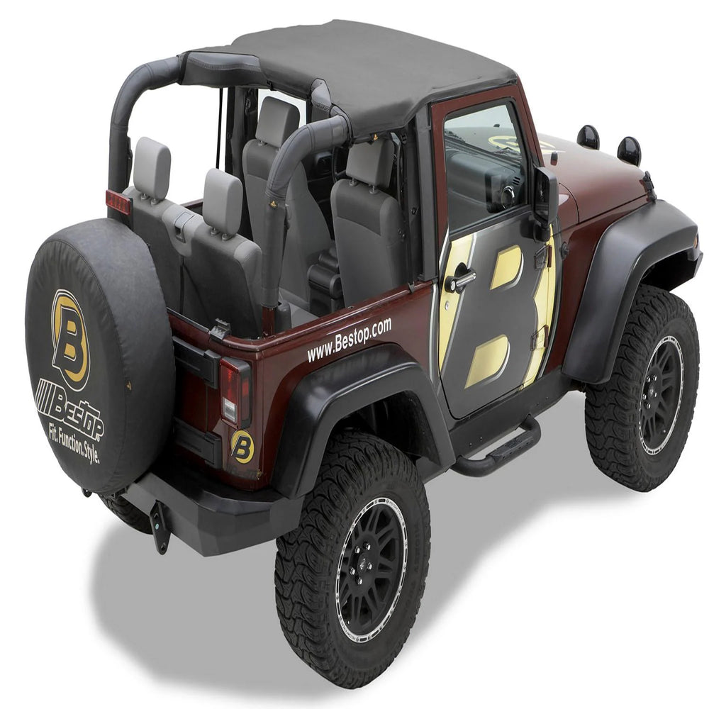 ~(5 lbs. 12X11X4)~ Header Bikini Top; Targa-style Black Diamond Jeep 10-17 Wrangler 2-Door; Targa (standard length); requires 51243-01 channel