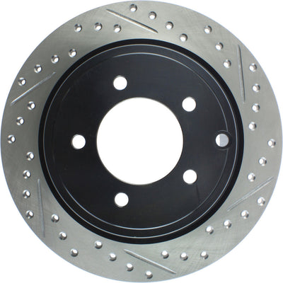 R1 07-17 Chrysler 200 Rear Left Drilled & Slotted Black Brake Rotor