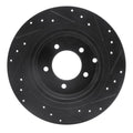 R1 07-17 Chrysler 200 Rear Left Drilled & Slotted Black Brake Rotor