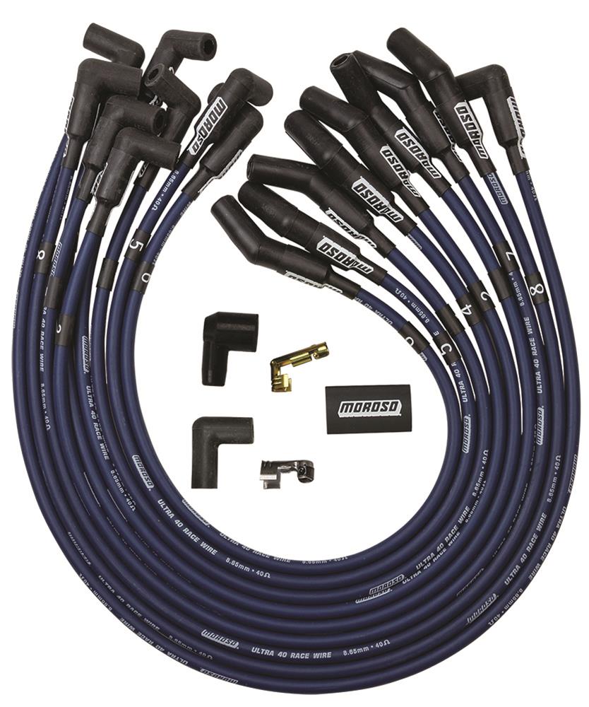 Moroso Ford 351W Ignition Wire Set - Ultra 40 - Unsleeved - HEI - 135 Degree - Blue