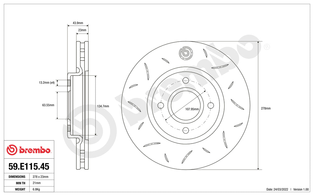 Brembo 2013 Mini Cooper S Front TY3 Sport Disc Rotor - 294X22