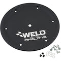 Weld Oval Ultra Mud Cover 15in. w/6-Dzus - Black Aluminum Cover