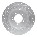R1 07-15 Mitsubishi Lancer Rear Right Drilled & Slotted Silver Brake Rotor