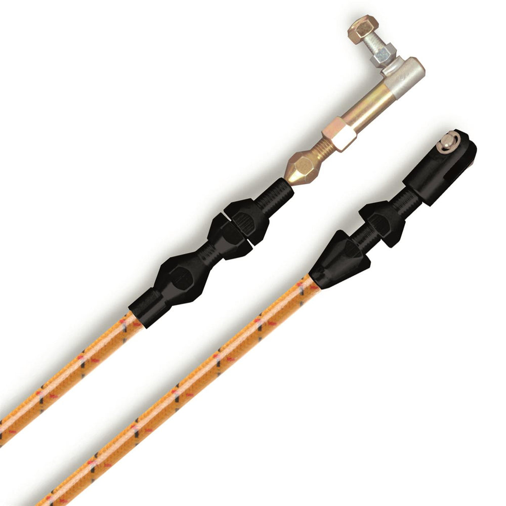 48IN VINTAGE TAN WRAP WITH BLACK & RED TRACERS THROTTLE CABLE W/ BLACK FITTINGS