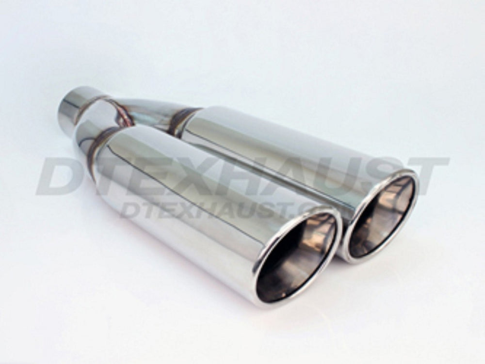 DUAL DOUBLE WALL ROLLED EDGE 18.75IN SS EXHAUST TIP 2.25IN ID / 4.00IN OD