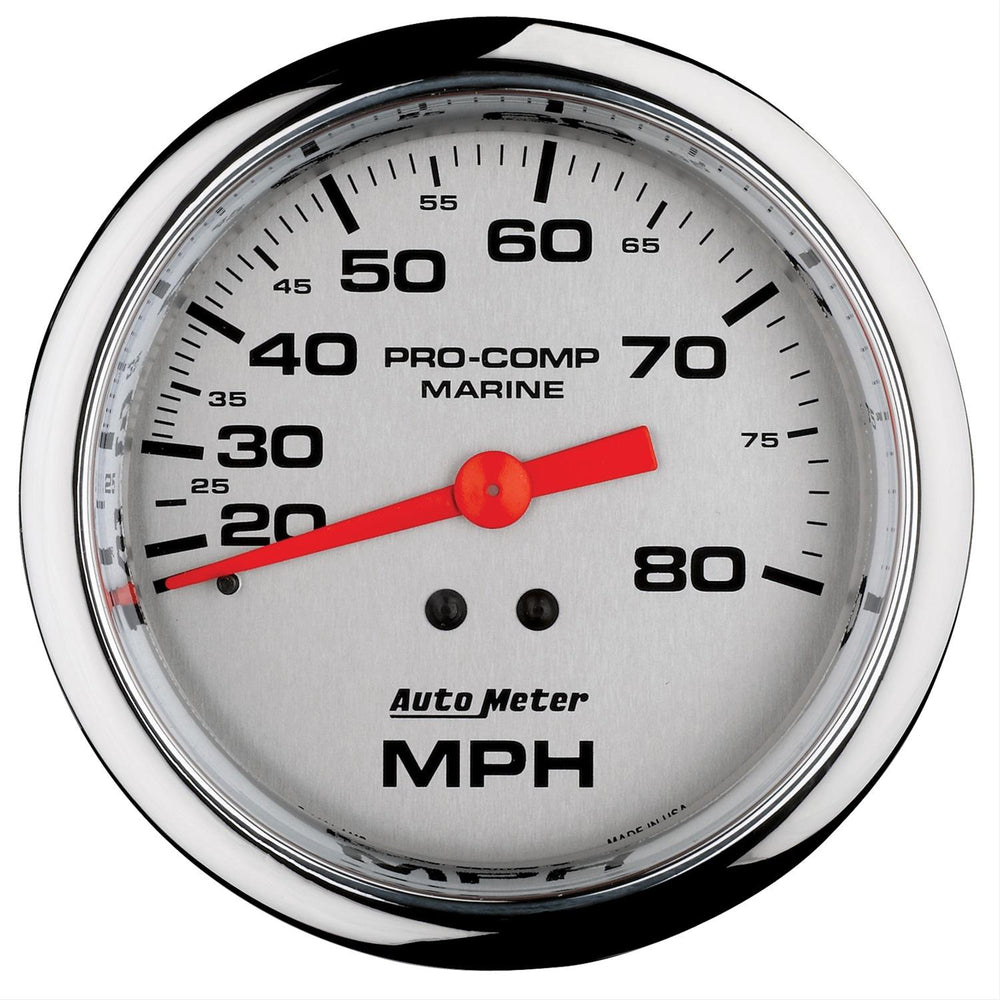 GAUGE SPEEDOMETER 3 3/8IN 80MPH MECHANICAL MARINE CHROME