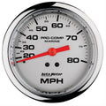 GAUGE SPEEDOMETER 3 3/8IN 80MPH MECHANICAL MARINE CHROME