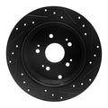 R1 2005-2018 Acura RDX Rear Left Drilled & Slotted Black Brake Rotor