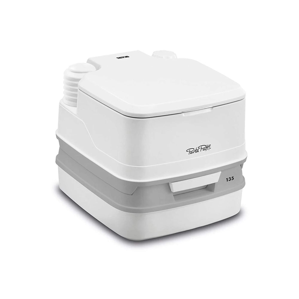PORTA POTTI 135 WHITE/GRAY PLASTIC PORTABLE TOILET 2.6 GALLONS