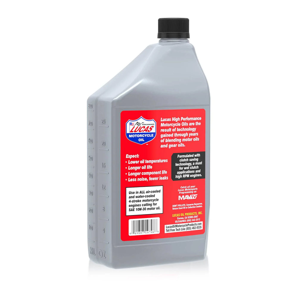 SYNTHETIC SAE 10W30 MOTORCYCLE OIL 1 QUART CASE OF 6