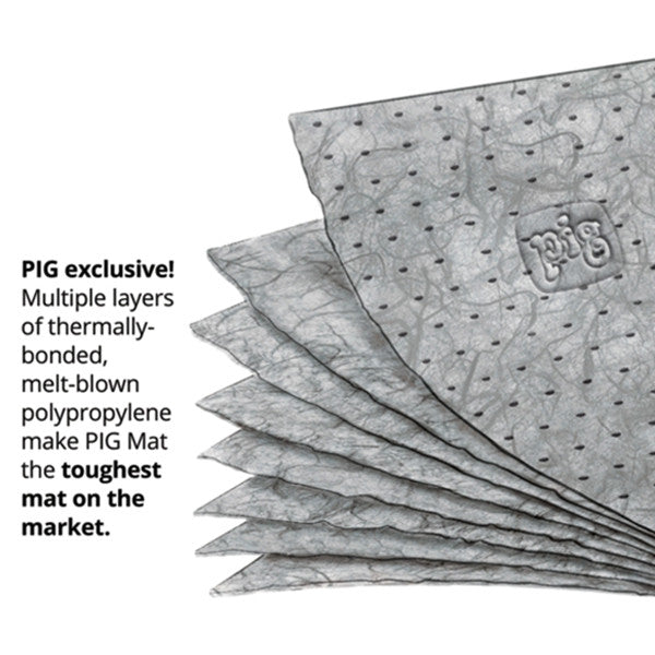 PIG UNIVERSAL LIGHTWEIGHT ABSORBENT MAT PAD BOX OF 100