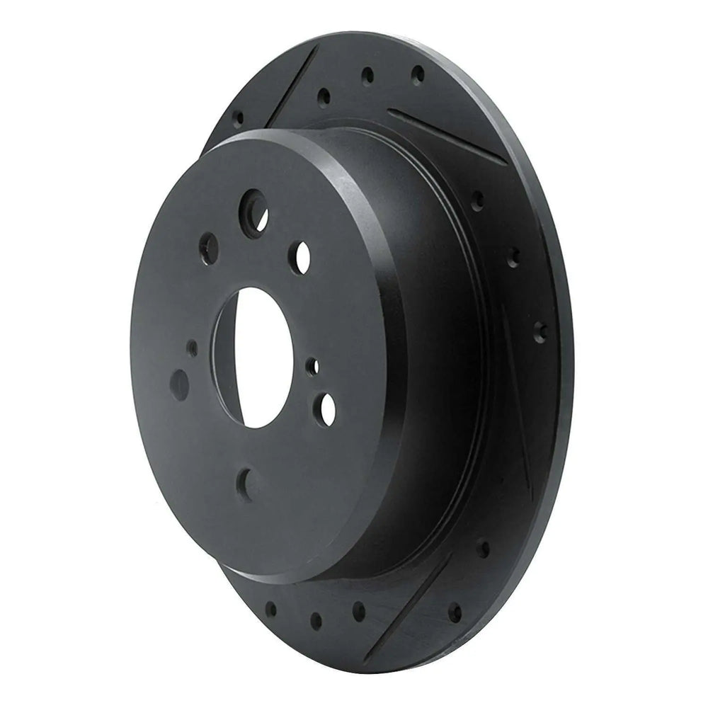 R1 06-15 Lexus IS250 Rear Left Drilled & Slotted Black Brake Rotor