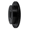 R1 05-25 Nissan Frontier Rear Left Drilled & Slotted Black Brake Rotor