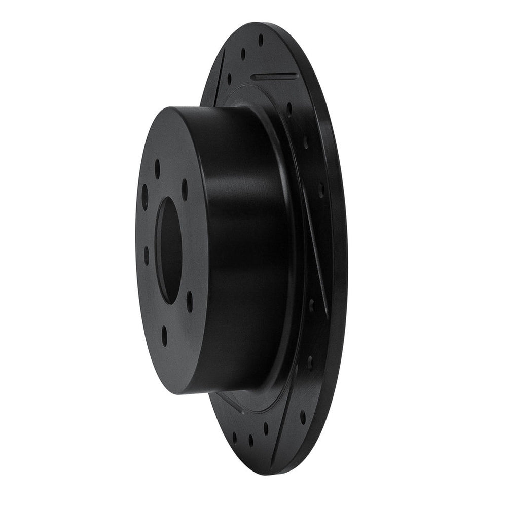 R1 2002-2025 Nissan Juke Rear Left Drilled & Slotted Black Brake Rotor