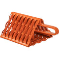 ORANGE POWDER COATED GALVANIZED SERRATED WHEEL CHOCK WITH HANDLE 9X10X6 INCH