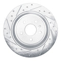 R1 13-20 Ford Fusion Rear Left Drilled & Slotted Silver Brake Rotor