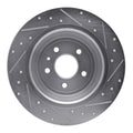 R1 13-20 Ford Fusion Rear Left Drilled & Slotted Silver Brake Rotor