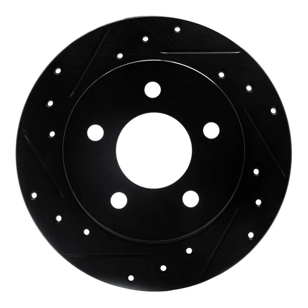 R1 94-04 Ford Mustang Rear Left Drilled & Slotted Black Brake Rotor