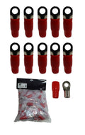 0 AWG RING TERMINAL CRIMP 8.5MM SCREW HOLE NICKEL FINISH WITH RED BOOT 100 P
