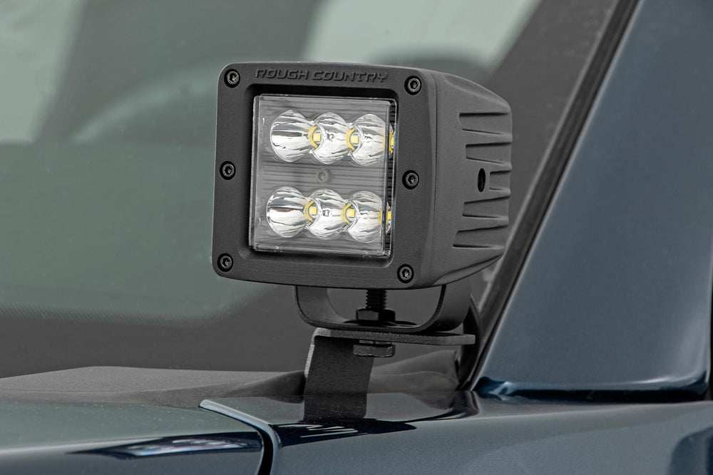 Rough Country LED Light Kit Ditch 2 Black Pair Amber DRL Ford F-150 (15-26) F-150 Lightning (22-26) 71032