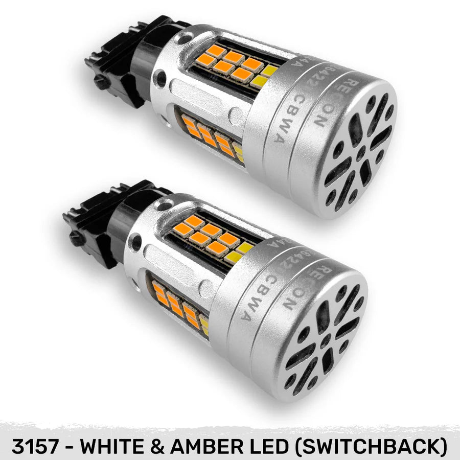 3157 Dual Color SWITCHBACK LED Bulbs w/ WHITE Running Lights AMBER Turn Signals CAN Bus Compatible Eliminates Hyper Flash - WHITE AMBER (Two Bulbs Per Package)