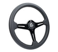 NRG Light Weight Gaming Steering Wheel - 350mm 3 Black Chrome Silver Spokes Perforated Leather