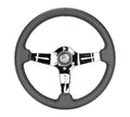 NRG Light Weight Gaming Steering Wheel - 350mm 3 Black Chrome Spokes Perforated Leather