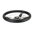 NRG Light Weight Gaming Steering Wheel - 350mm 3 Black Chrome Spokes Perforated Leather