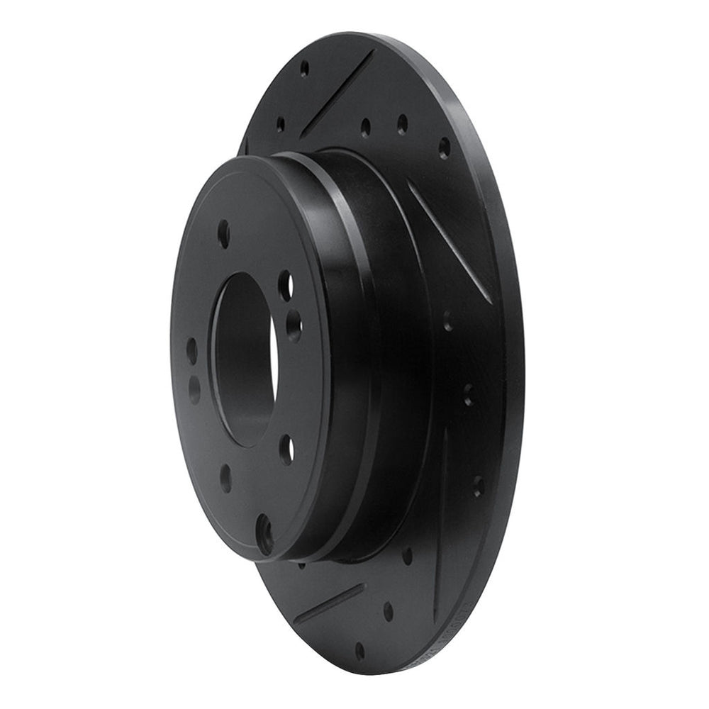 R1 05-20 Hyundai Azera Rear Left Drilled & Slotted Black Brake Rotor