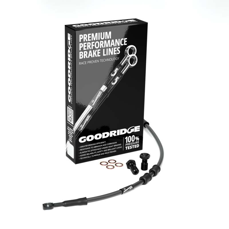 Goodridge 06-17 HD FXDB +2in Black Brake Line Kit w/Black Fittings