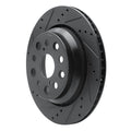 R1 07-17 Lexus LS460 Rear Left Drilled & Slotted Black Brake Rotor