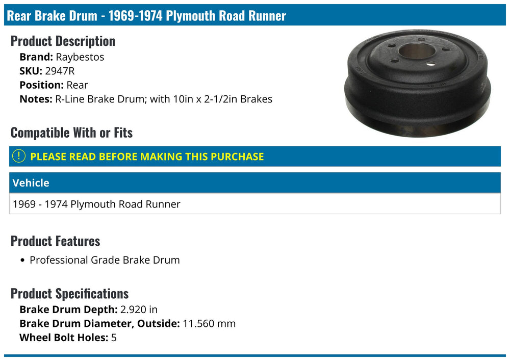 Brake Drum: Various Makes and Models: Brake Drum
