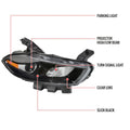 PASSENGER SIDE OE HALOGEN HEADLIGHT WITH MATTE BLACK HOUSING AND CLEAR LENS - USE STOCK BULBS