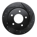 R1 04-13 Mazda 3 Rear Right Drilled & Slotted Black Brake Rotor