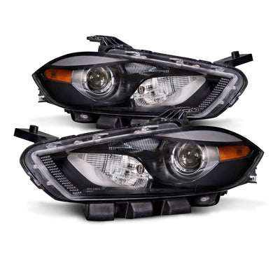LH HEADLAMP ASSY COMPOSITE; BLACK TRIM; DART 1315