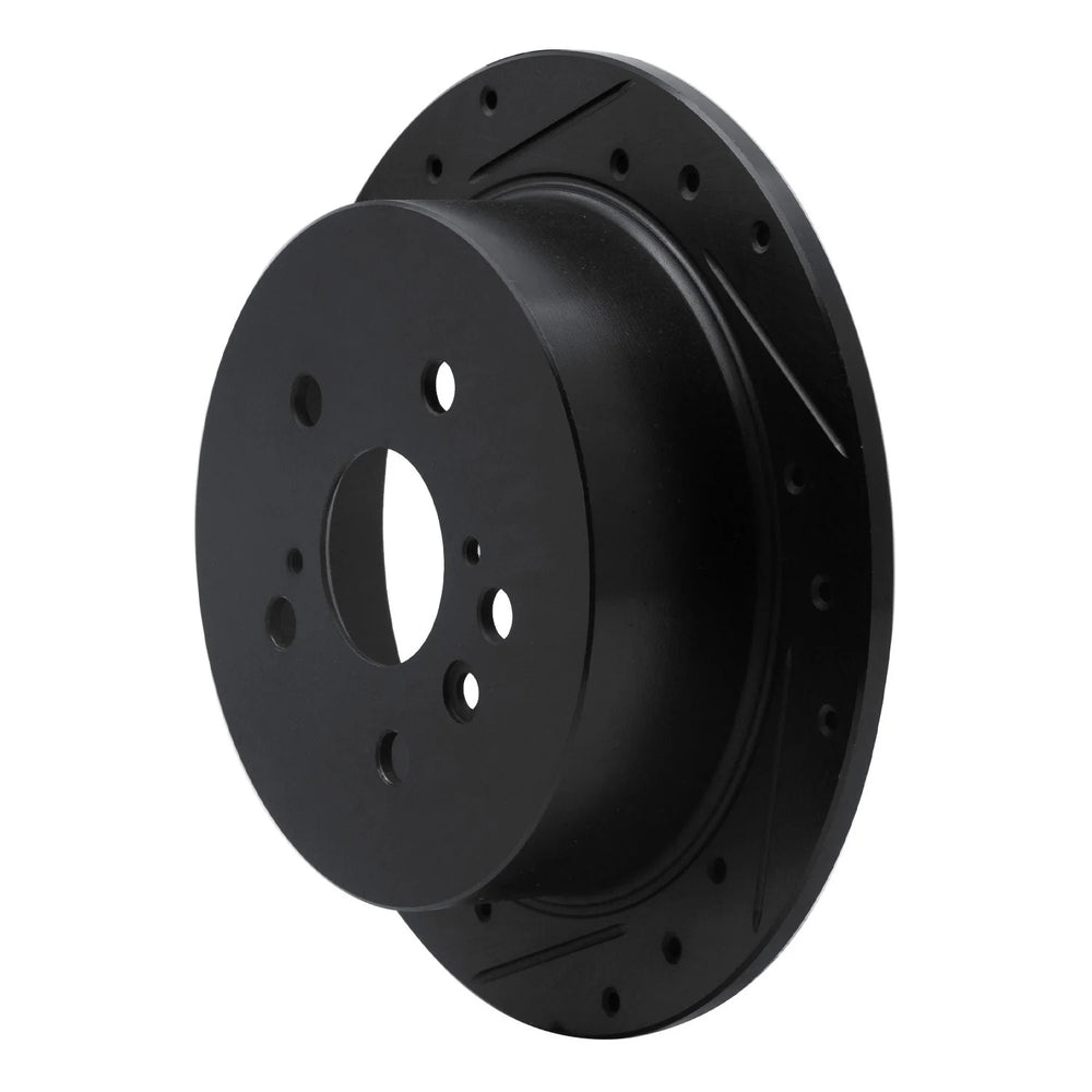 R1 04-09 Lexus RX350 Rear Left Drilled & Slotted Black Brake Rotor