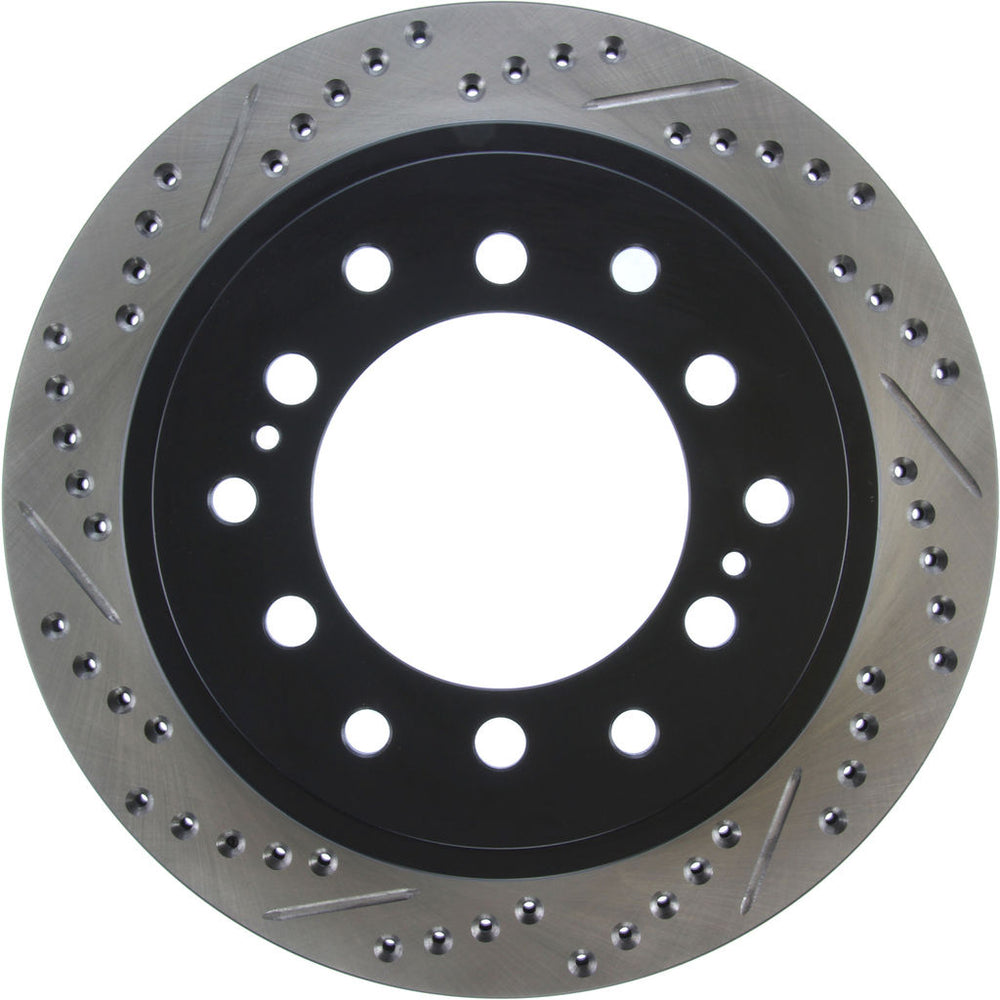 R1 10-24 Lexus GX460 Rear Right Drilled & Slotted Black Brake Rotor