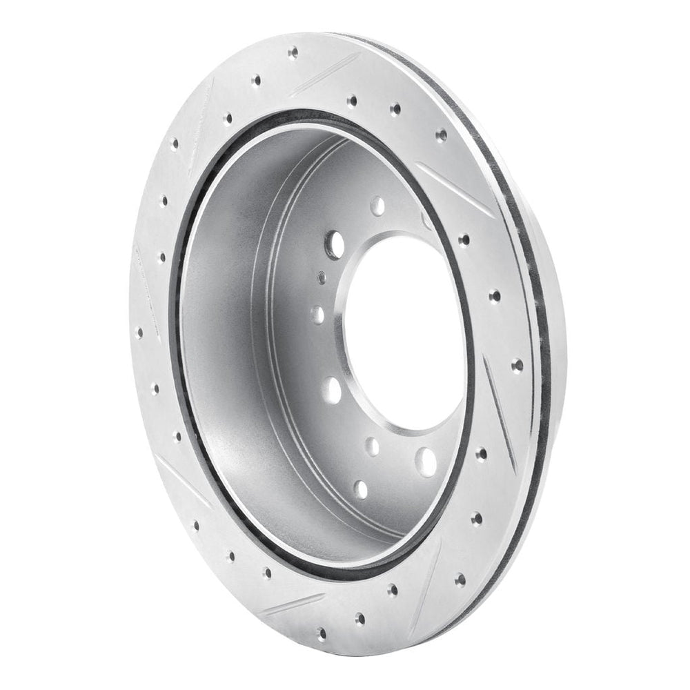 R1 17-21 Toyota Land Cruiser Rear Right Drilled & Slotted Silver Brake Rotor