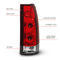 ANZO 1999-2000 Cadillac Escalade Taillights Red/Clear - New Gen