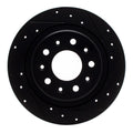 R1 2016-2025 Buick LaCrosse Rear Right Drilled & Slotted Black Brake Rotor
