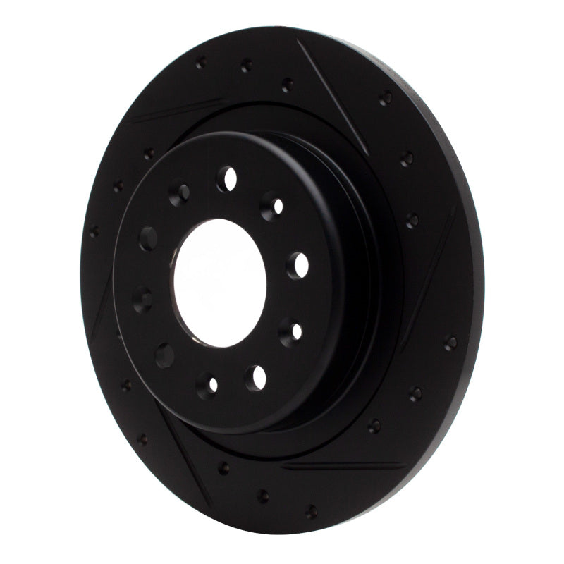 R1 2016-2025 Buick LaCrosse Rear Right Drilled & Slotted Black Brake Rotor