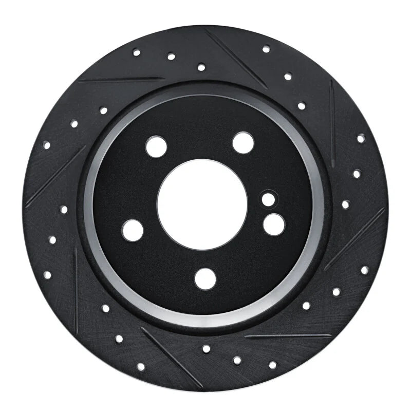 R1 03-06 Mercedes-Benz SL500 Rear Right Drilled & Slotted Black Brake Rotor