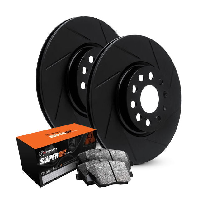 R1 13-16 Lincoln MKT Rear Left Slotted Black Brake Rotor