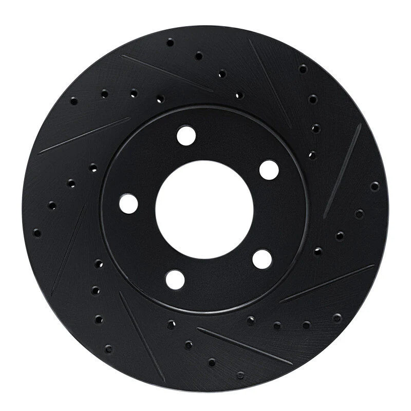 R1 87-90 Chrysler Town & Country Front Right Drilled & Slotted Black Brake Rotor