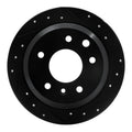 R1 86-89 Jaguar XJ12 Rear Right Drilled & Slotted Black Brake Rotor