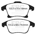 EBC 13+ Ford Fusion 1.6 Turbo Ultimax2 Front Brake Pads