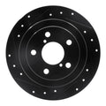 R1 90-08 Saab 9-2X Rear Left Drilled & Slotted Black Brake Rotor